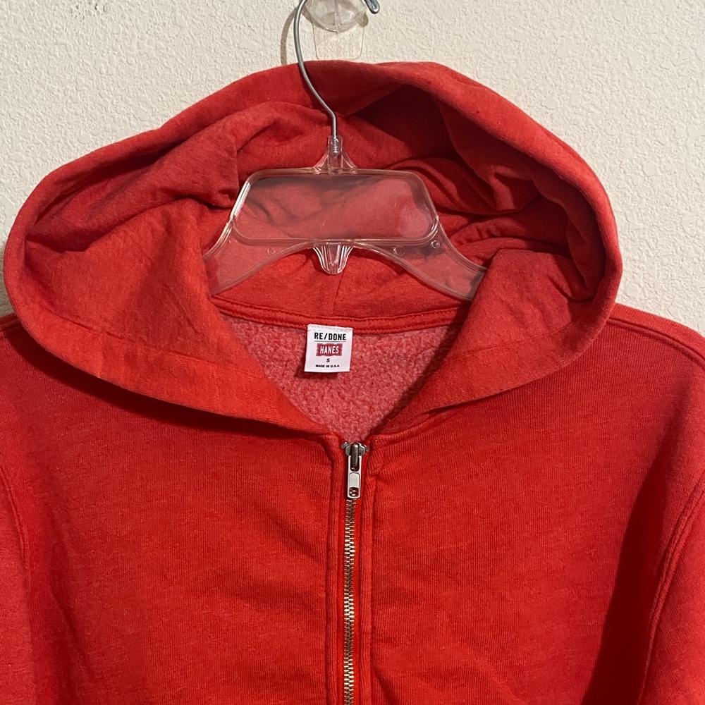 NWOT RE/DONE x HANES Vintage-Style Cropped Full Zip Hoodie Women's Size S